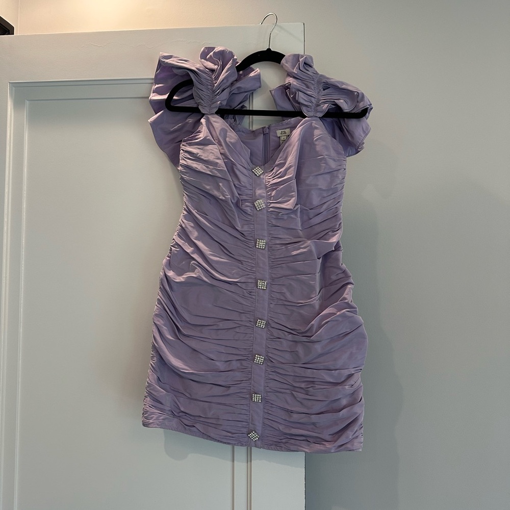 Elegant Lavender Ruched Dress